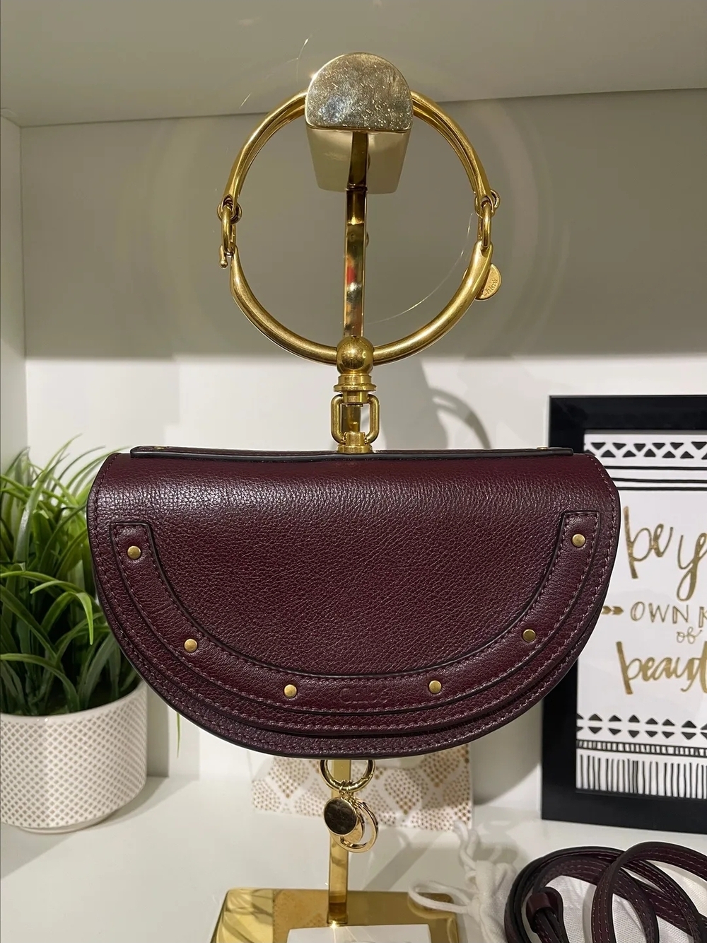 Chloe Nile Small Semi-Crescent Bracelet Crossbody in Stunning WINE color